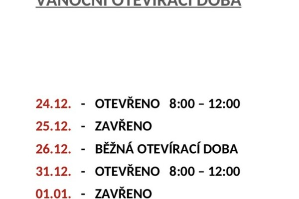 V�no�n� otev�rac� doba